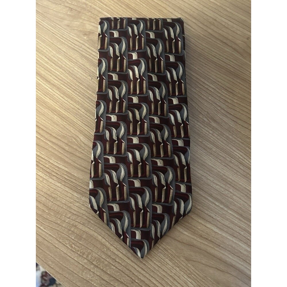 The Beatles Necktie Birthday Pattern Burgundy Gray Gold Vintage Apple Corps